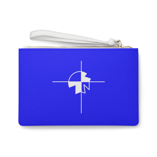 Clutch Bag — Blue Faith Wristlet with Cross Emblem